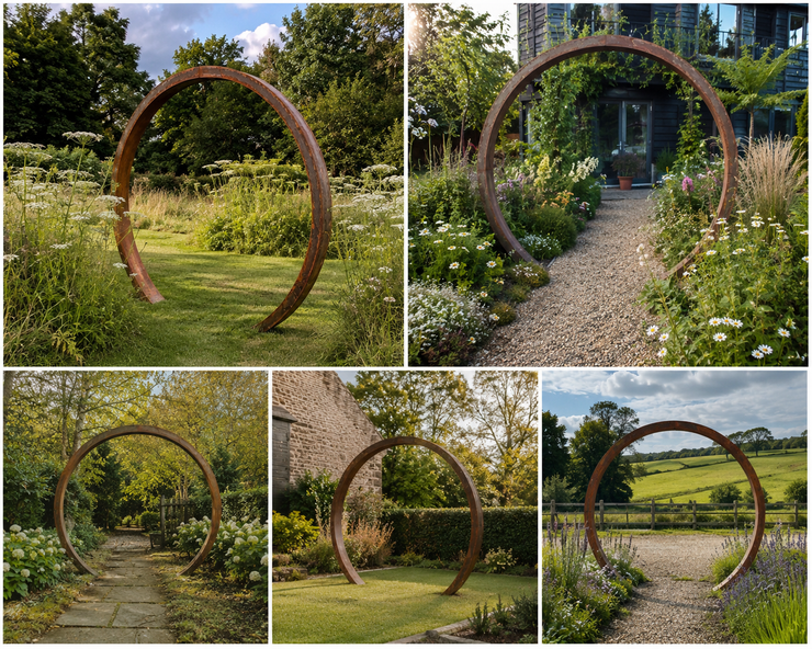 Rustic Moon Gate Archway Sculpture Architectural
