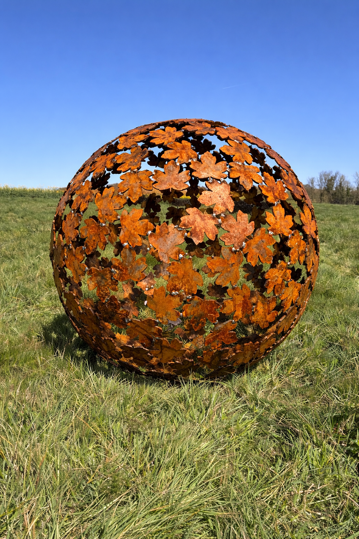 Maple Leaf Sphere Garden Ball Sculpture