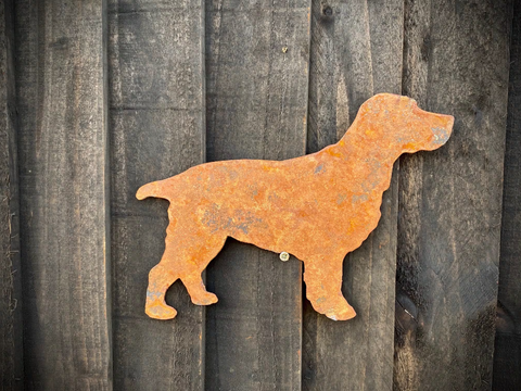 Exterior Rustic Spaniel Cocker Springer Dog Garden Wall House Gate Fence Shed Sign Hanging Metal Rusty Yard Art Sculpture  Gift