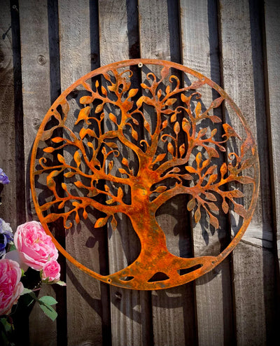 Exterior Rustic Gift Tree of Life Rustic Rusty Garden Art Present Gift Idea Wall Art Shed Sign Hanging Metal Rustic Art