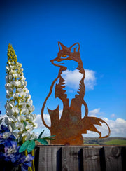 Exterior Rustic Metal Fox Foxy Garden Sculpture Flower Bed Vegetable Patch Chicken Run Hunting Kennels Wildlife Gift