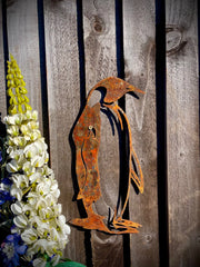 Exterior Rustic Metal Penguin Garden Stake Yard Art  Sculpture Flower Bed Vegetable Patch Wildlife Zoo Gift