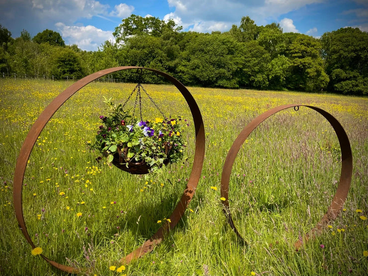 Large Hanging Basket Hoop Sculpture