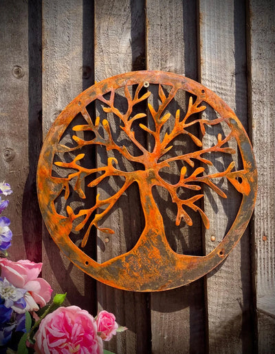 Exterior Rustic Gift Tree of Life Rustic Rusty Garden Art Present Gift Idea Wall Art Shed Sign Hanging Metal Rustic Art