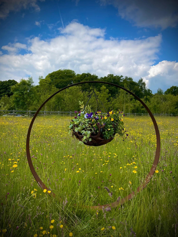 Large Hanging Basket Hoop Sculpture