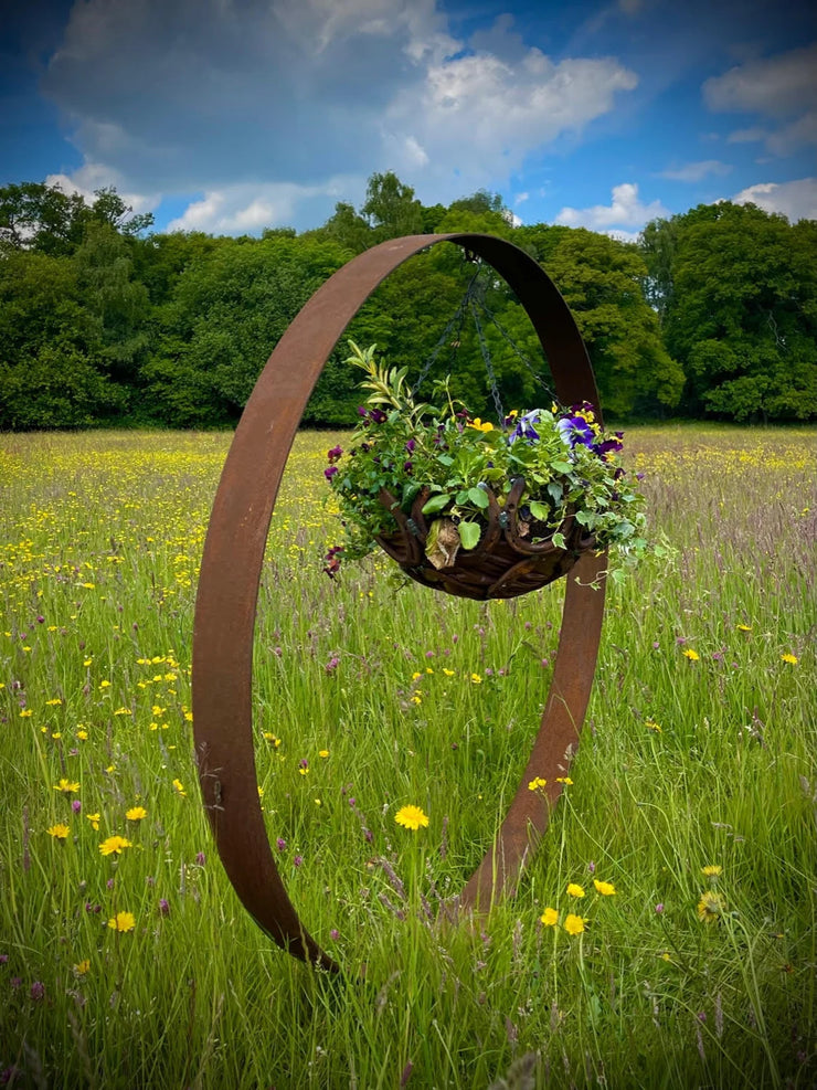 Large Hanging Basket Hoop Sculpture