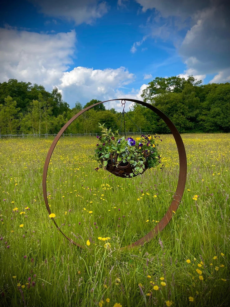 Large Hanging Basket Hoop Sculpture
