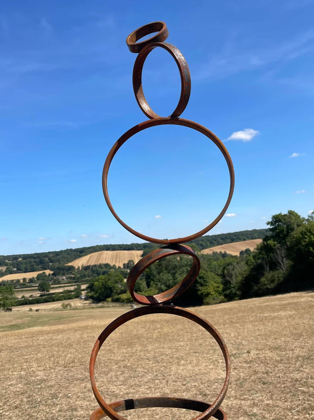 Climbing Rings Sculpture – Rustic Garden Art