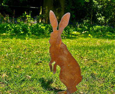 Exterior Rustic Metal Peter Rabbit Hare Garden Stake Yard Art  Vegetable Patch Flower Bed Hutch Animal Sculpture  Gift