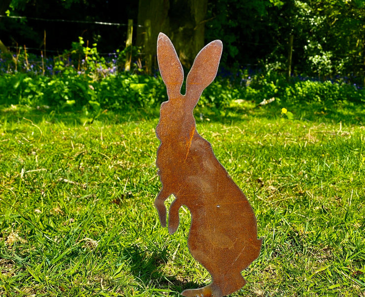 Exterior Rustic Metal Peter Rabbit Hare Garden Stake Yard Art  Vegetable Patch Flower Bed Hutch Animal Sculpture  Gift