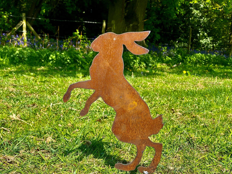Large Single Boxing Hare Garden Stake
