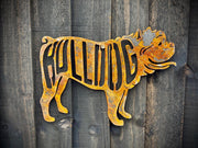 Small Exterior Bulldog Dog Garden Wall House Gate Sign Hanging Metal Sculpture Art  Gift   Present