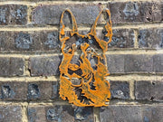 Small Exterior Rustic German Sheperd Alsatian Dog Garden Wall House Gate Fence Sign Hanging Rusty Metal Art Sculpture  Gift