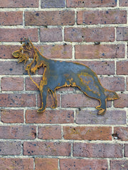 Small Exterior Rustic German Sheperd Alsatian Guard Dog Garden Wall House Gate Fence Sign Hanging Rusty Metal Art Beware Of The Dog