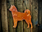 Small Exterior Rustic American Akita Husky Dog Garden Wall Hanger House Gate Fence Sign Hanging Rusty Metal Art Sculpture  Gift