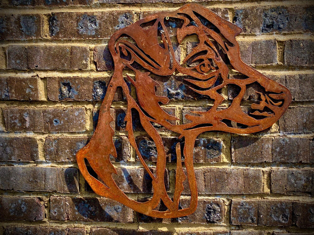 Small Exterior Rustic Rusty Jack Russel Dog Head Garden Wall Hanger House Gate Fence Sign Hanging Metal Art Sculpture  Gift