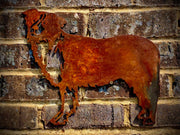 Medium Exterior Rustic Rusty Collie Sheepdog Dog Garden Wall Hanger House Gate Fence Sign Hanging Metal Art Sculpture  Gift