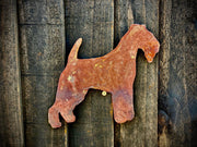 Medium Exterior Rustic Rusty Lakeland Terrier Dog Garden Wall Hanger House Gate Fence Sign Hanging Metal Art Sculpture  Gift