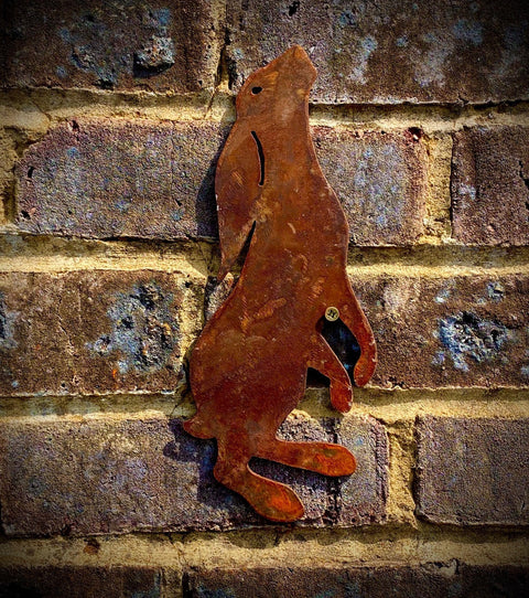 Large Exterior Rustic Rusty Moon Hare Rabbit Garden Wall Hanger House Gate Fence Sign Hanging Metal Art Shed Sculpture  Gift