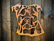 Large Exterior Rustic Rusty Staffordshire Bull Terrier Staffy Dog Head Garden Wall Hanger House Gate Sign Hanging Metal Art Sculpture