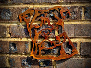 Small Exterior Rustic Rusty Staffordshire Bull Terrier Staffy Dog Head Garden Wall Hanger House Gate Sign Hanging Metal Art Sculpture