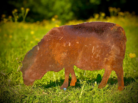 Medium Exterior Rustic Rusty Metal Sheep Lamb Farm Animal Garden Stake Yard Art  Shed Vegetable Patch Cottage Flower Bed Sculpture