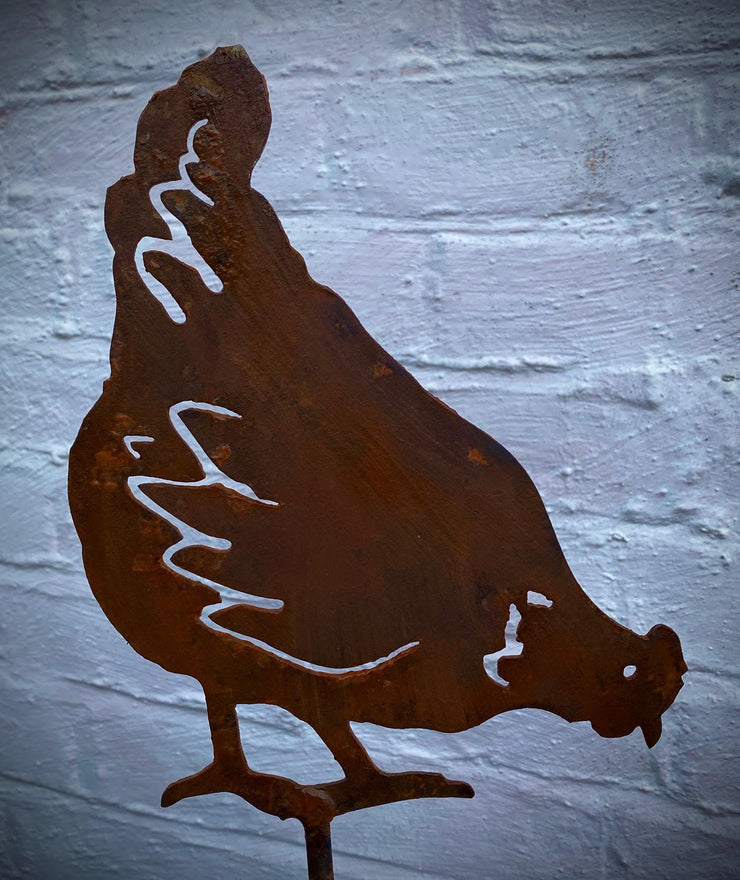 Hen Pecking Garden Stake