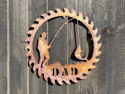 Exterior Rustic Dad Sign Dad    Father  Dad Present Fishing Garden Wall Art Shed Sign Hanging Metal Rustic Art  Gift   Present