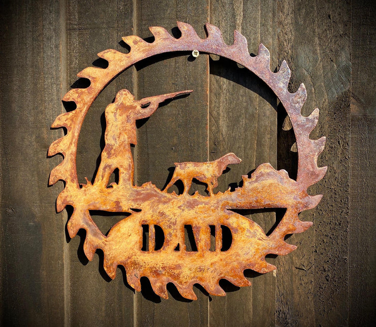 Large Dad Shooting Saw Blade Sign