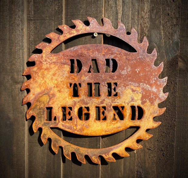 Large Dad The Legend Saw Blade Sign