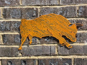 Small Exterior Rustic Bull Cow Cattle Garden Wall House Gate Fence Sign Hanging Rusty Metal Art Sculpture Gift Present