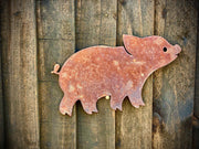 Small Exterior Rustic Piglet Pig Farm Animal Garden Wall Hanger House Gate Fence Sign Hanging Metal Art Sculpture  Gift