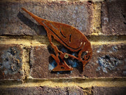 Small Exterior Rustic Rusty Blue Tit Drinking Bird Garden Wall Hanger House Gate Fence Sign Hanging Metal Art Sculpture  Gift