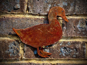 Medium Exterior Rustic Rusty Duck Bird Garden Wall Hanger House Gate Fence Sign Hanging Metal Art Lake River Stream Sculpture  Gift