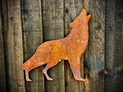 Small Exterior Rustic Rusty Wolf Howling Animal Garden Wall Hanger House Gate Fence Sign Hanging Metal Art Shed Sculpture  Gift