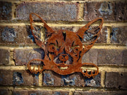 Medium Exterior Rustic Rusty Chihuahua Little Dog Head & Paws Garden Wall Hanger House Gate Fence Sign Hanging Metal Art Shed Sculpture