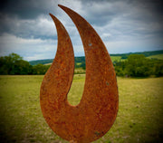 Medium Rustic Metal Garden Fire Flame Abstract Sculpture - Yard Art /  Art / Garden Stake  Gift   Present