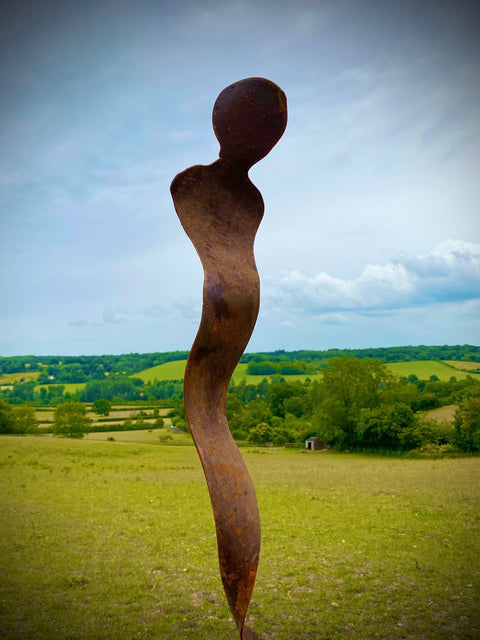 XL Rustic Metal Garden Figure Female Abstract Silhouette Sculpture -Contemporary Art - Yard Art /  Art / Garden Stake  Gift