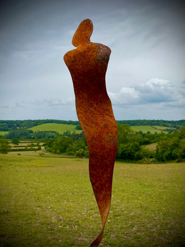 Large Rustic Metal Garden Figure Female Abstract Silhouette Sculpture -Contemporary Art - Yard Art /  Art / Garden Stake  Gift