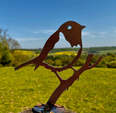 Exterior Large Rustic Metal Robin Bird Garden Art Fence Topper Gate Decor Yard Sculpture  Gift   Present