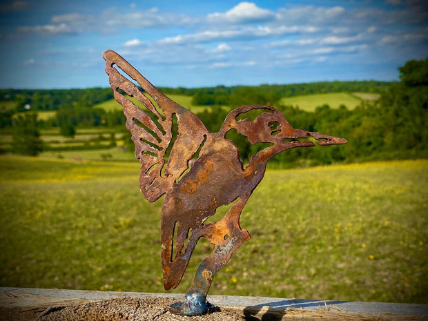 Exterior Rustic Rusty Metal Kingfisher Water Bird Garden Fence Topper Yard Art Gate Post  Sculpture  Gift   Present