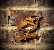 Exterior Rustic Wren Bird Garden Wall Art House Gate Fence Shed Sign Hanging Metal Rustic Bird Bath Bird Feeder Art  Gift