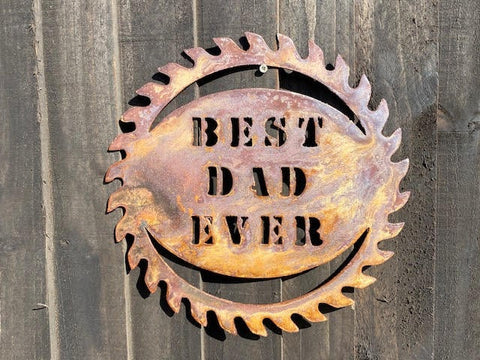 Exterior Rustic Best Dad Ever Dad    Father  Dad Present Garden Wall Art Shed Sign Hanging Metal Rustic Art  Gift   Present