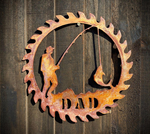 Large Exterior Rustic Dad Sign Dad    Father  Dad Present Fishing Garden Wall Art Shed Sign Hanging Metal Rustic Art  Gift