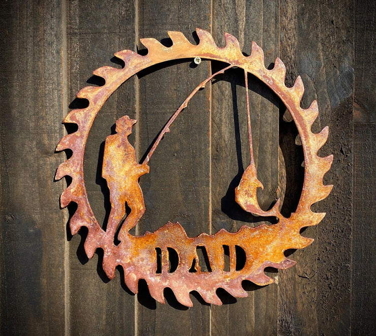 Large Dad Fishing Saw Blade Sign