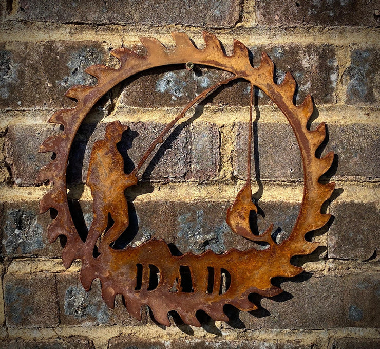 Large Dad Fishing Saw Blade Sign