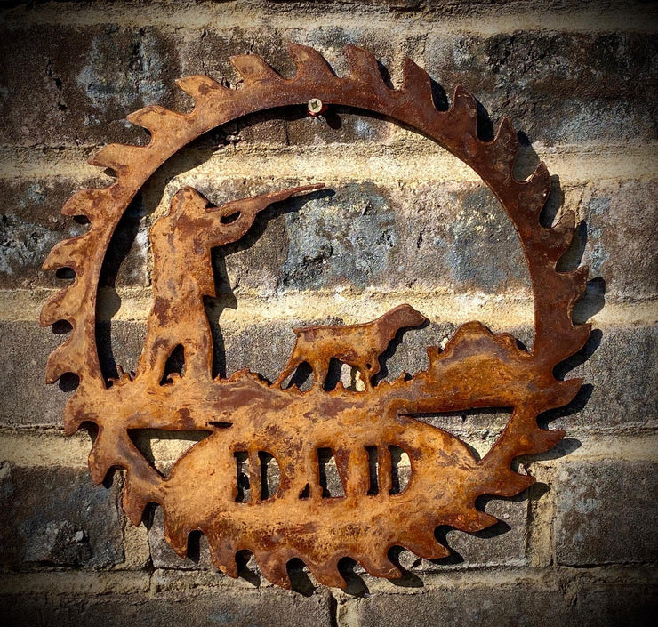 Large Dad Shooting Saw Blade Sign
