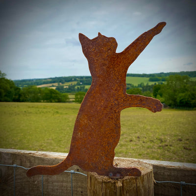 Large Cat Playing Fence Topper