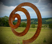 Small Rustic Metal Swirl Whirl Hypno Retro Abstract 3D Garden Sculpture Yard Art  Stake  Gift   Present
