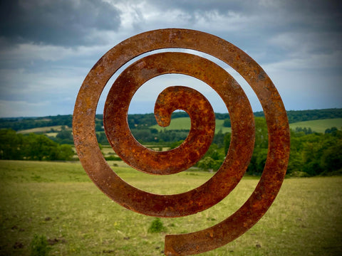 Medium Rustic Metal Swirl Whirl Hypno Retro Abstract 3D Garden Sculpture Yard Art  Stake  Gift   Present